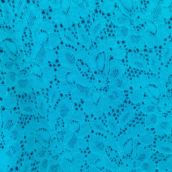 Express Turquoise Blue Allover Lace Top - Picture 4 of 6